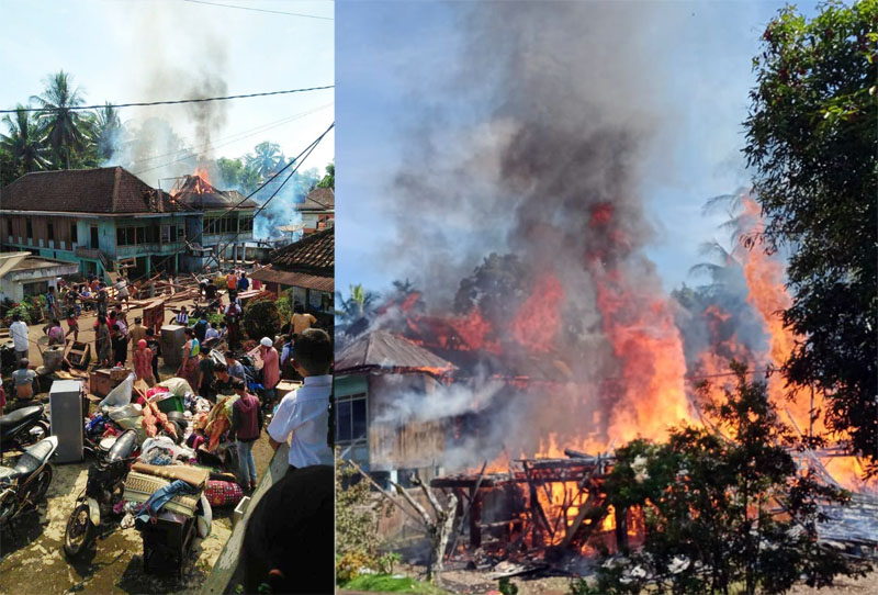 Tiga Rumah Di Desa Air Baru Kecamatan Runjung  Agung OKU Selatan Ludes Dilahap Jago Merah