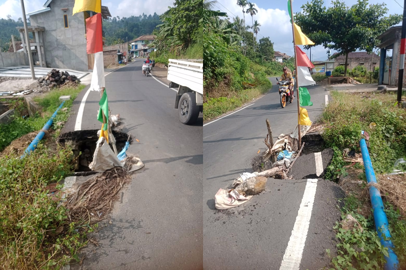 Warga Ranau Keluhkan Jalan Provinsi Amblas