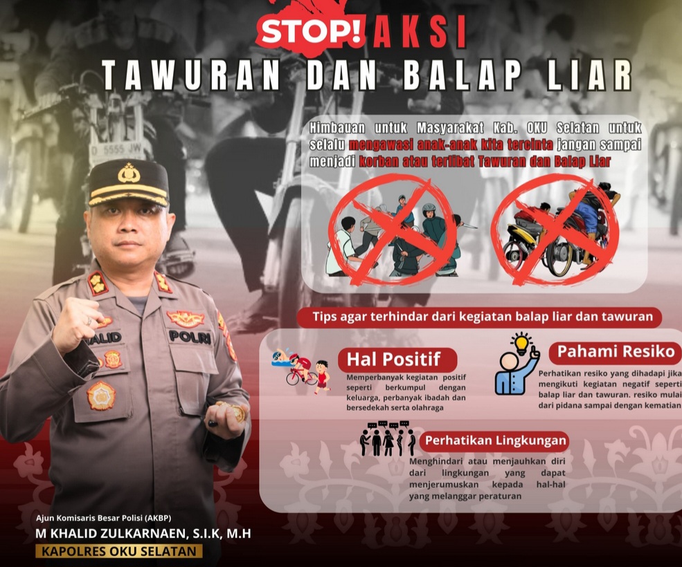 Tawuran dan Balap Liar Marak, Polres OKU Selatan Tindak Tegas