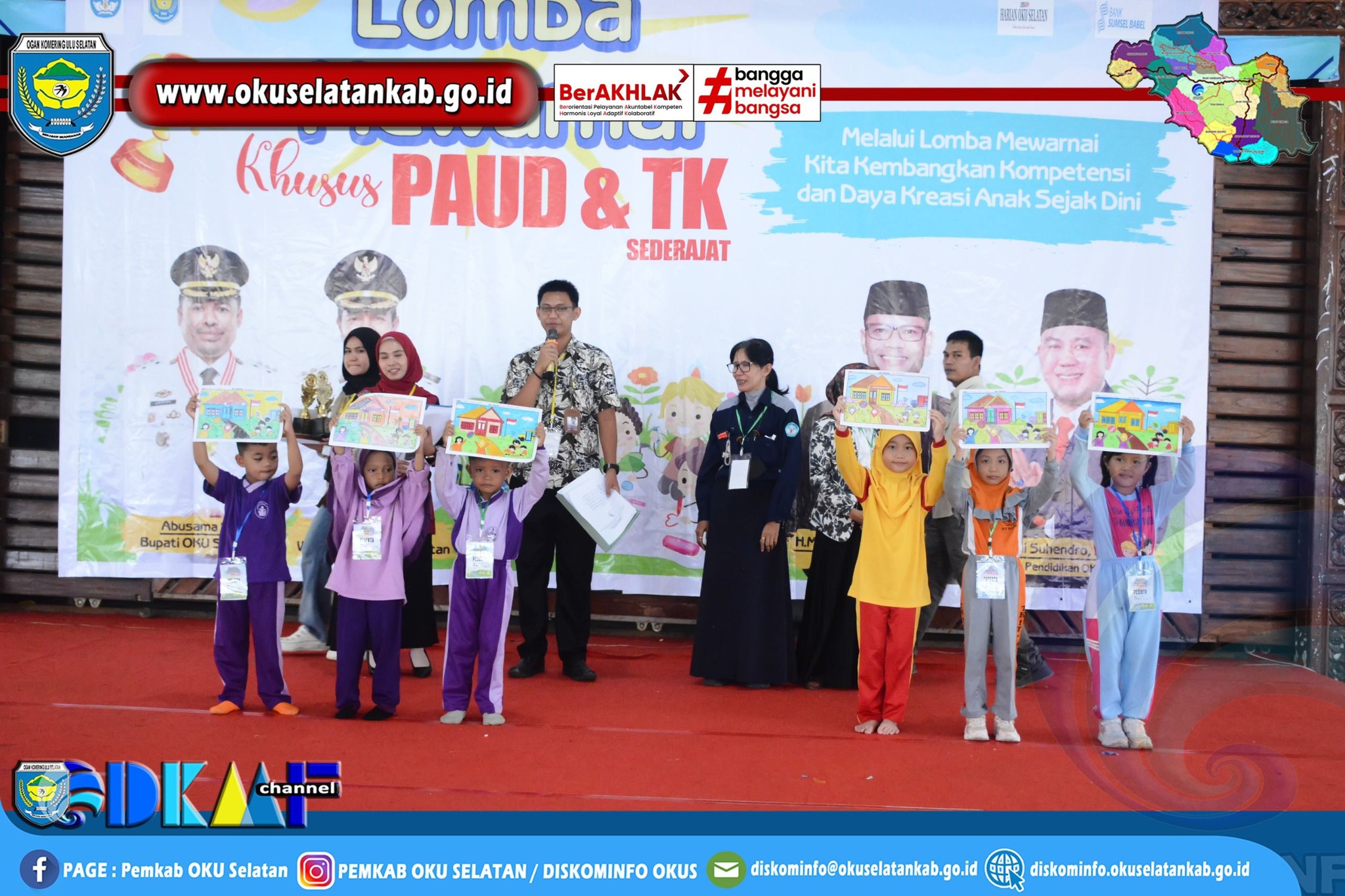 Warna-warni Kreativitas! Ratusan Anak PAUD dan TK Meriahkan Lomba Mewarnai HUT ke-14 Harian OKU Selatan