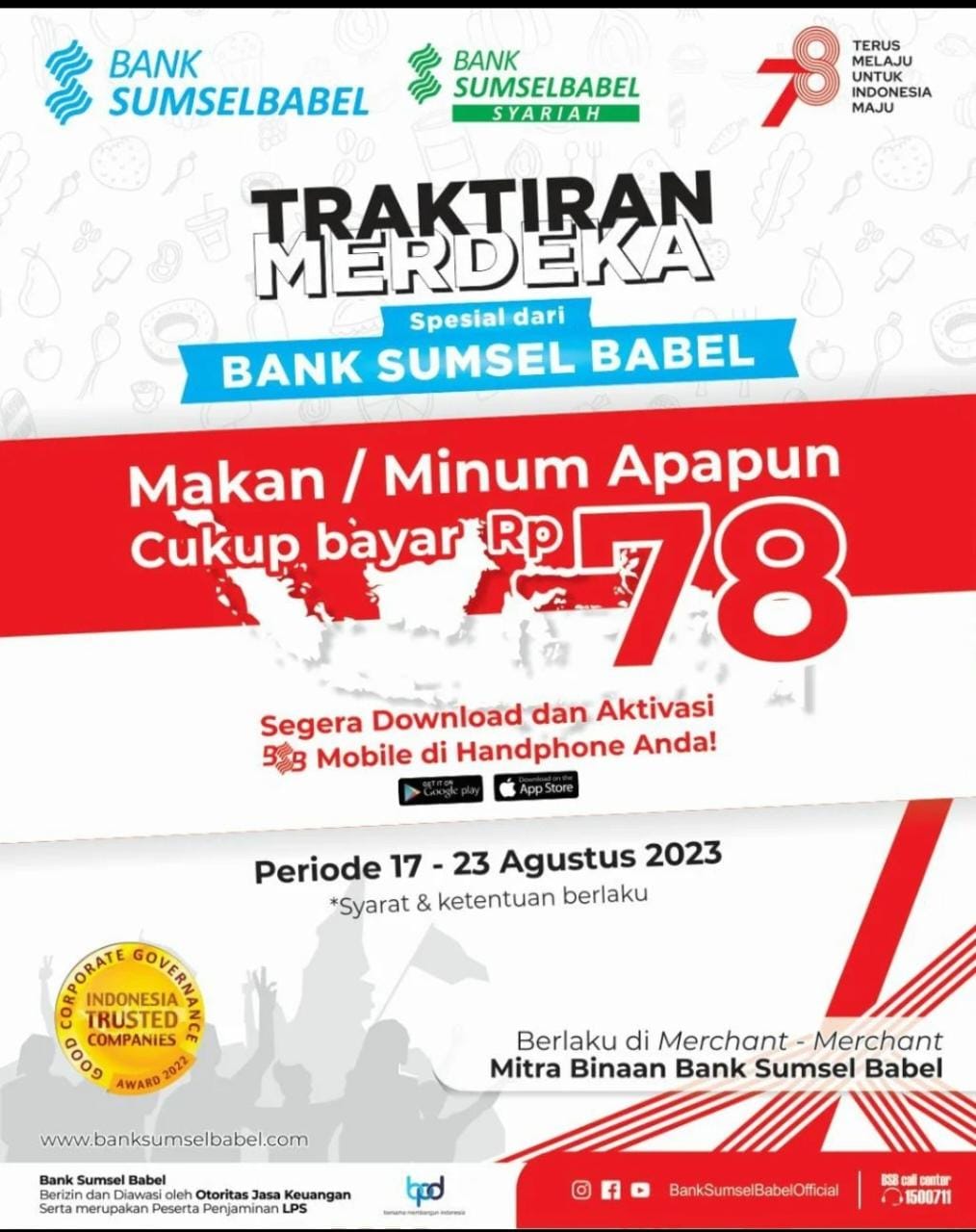 Wah, Bank Sumsel Babel Muaradua Berikan Promo Traktiran Merdeka HUT RI ke-78, Ini Lokasi- lokasinya