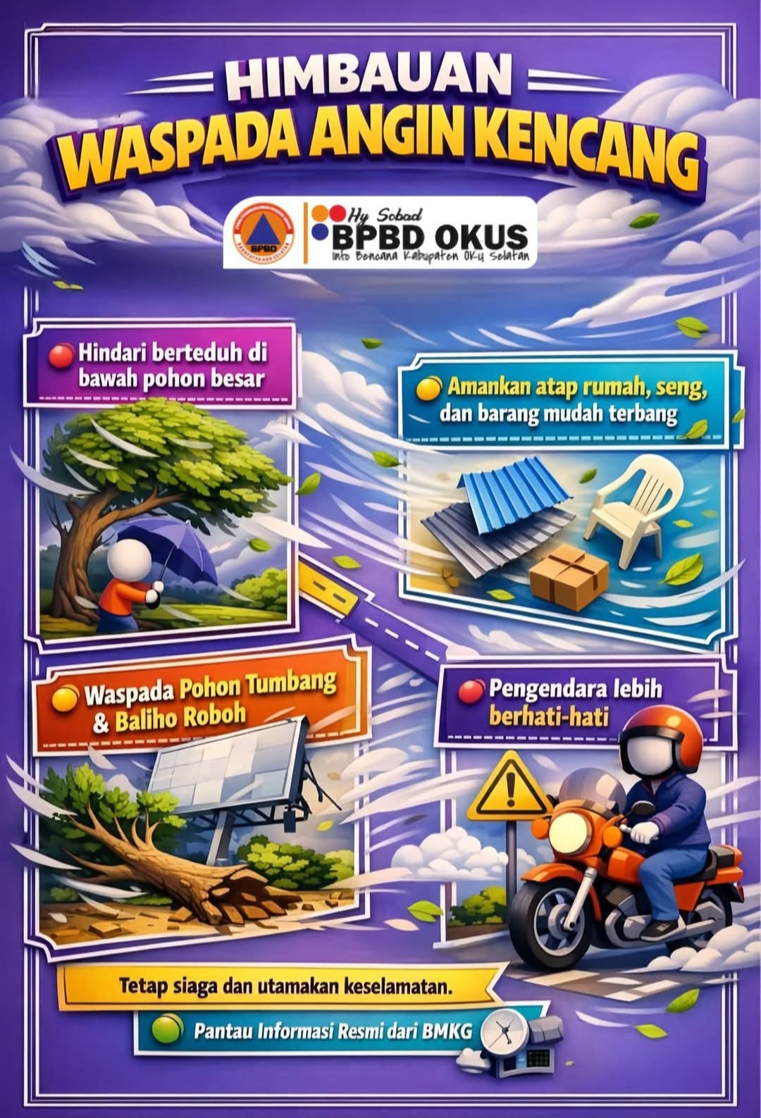 Pemkab OKU Selatan Imbau Masyarakat Waspada Angin Kencang dan Cuaca Ekstrem