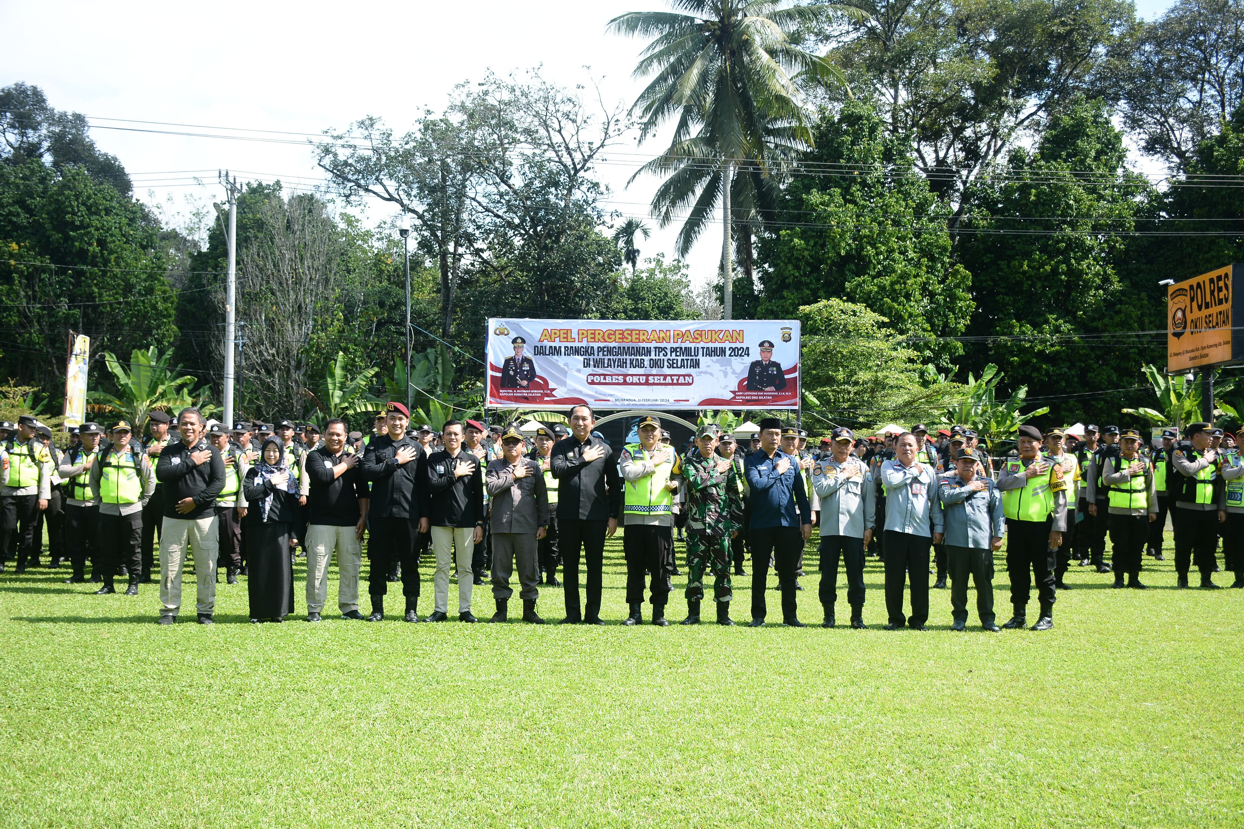 Polres OKU Selatan Gelar Apel Pergeseran Pasukan Pengamanan Pemilu 2024