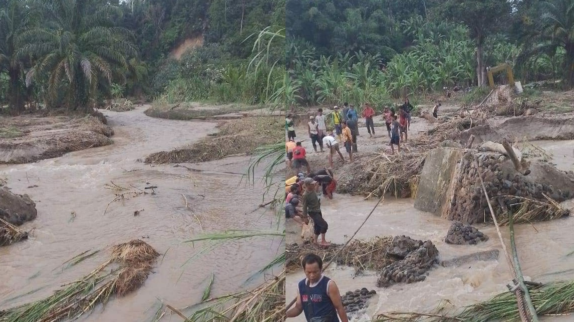 Bencana Banjir Putuskan Jembatan Belumay, Akses Penting bagi Warga di Desa Gunung Cahya