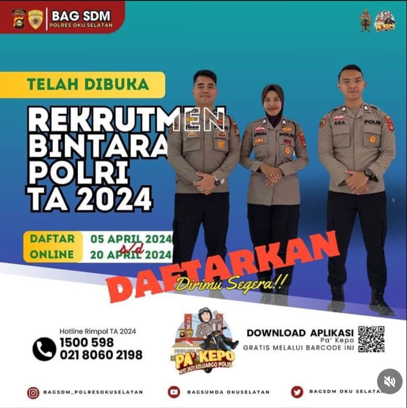 Polri Kembali Buka Pendaftaran Bintara Polri Gelombang II Tahun Anggaran 2024, Berikut golongan dan Syaratnya