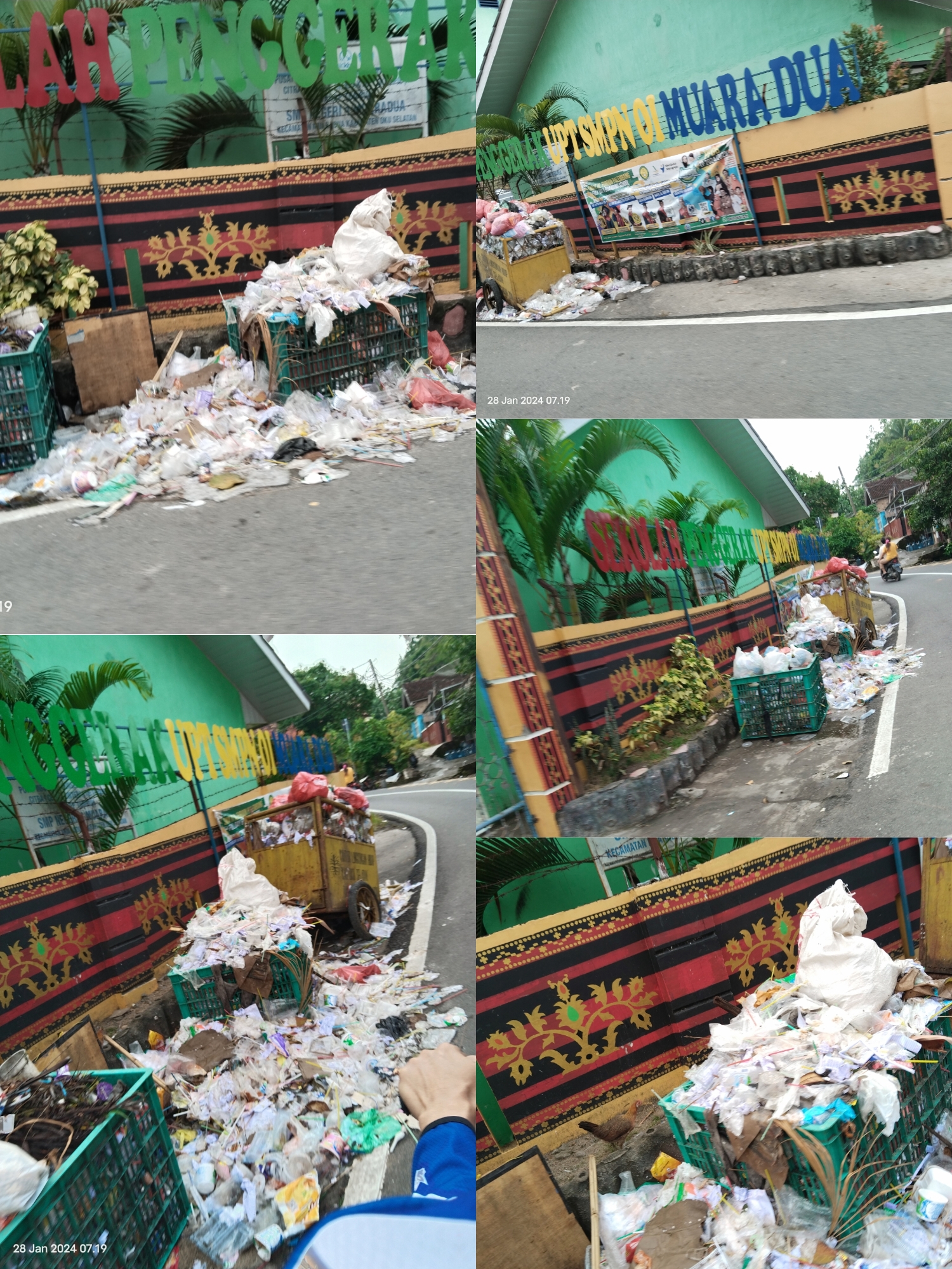 Sampah berserakan di depan SMP 1 Negeri Muaradua, OKU Selatan
