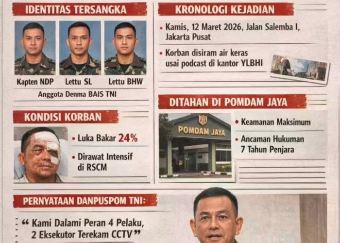 Empat Prajurit TNI Ditahan Terkait Kasus Penyiraman Air Keras Aktivis Kontras