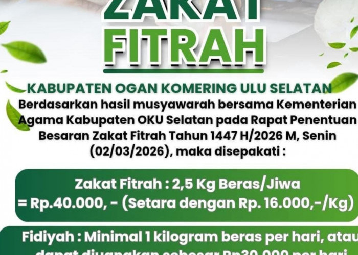Hasil Rapat Bersama Kemenag OKU Selatan, Zakat Fitrah 1447 H Ditetapkan Rp40 Ribu per Jiwa