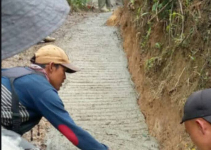 Warga Desa Aromantai Pulau Beringin Kembali Swadaya Cor Jalan Menuju Kebun