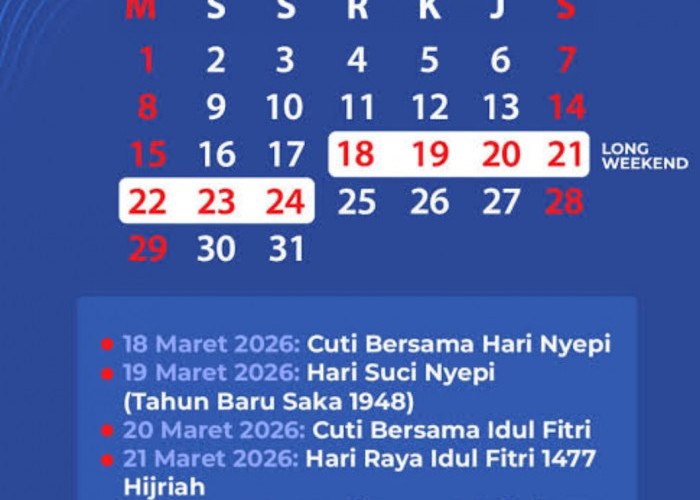 Jadwal Libur Nasional dan Hari Penting Maret 2026, Nyepi dan Idul Fitri Berdekatan