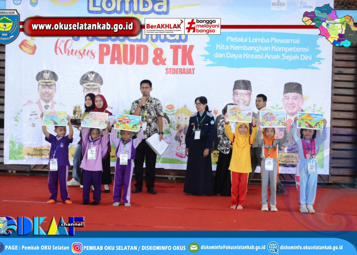 Warna-warni Kreativitas! Ratusan Anak PAUD dan TK Meriahkan Lomba Mewarnai HUT ke-14 Harian OKU Selatan