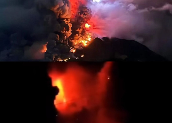 Gunung Ruang  Kembali Eruptif Setelah 22 Tahun, Menyebabkan Hujan Batu di Tagulandang Sulut