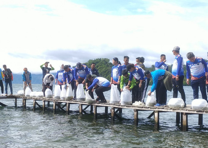 Pemkab Tabur 10.000 Benih Ikan Mujair di Danau Ranau