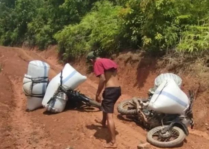 Akses Lumpuh! Warga Tebing Batu Harapkan Perbaikan Jalan Rusak di Buay Pemaca