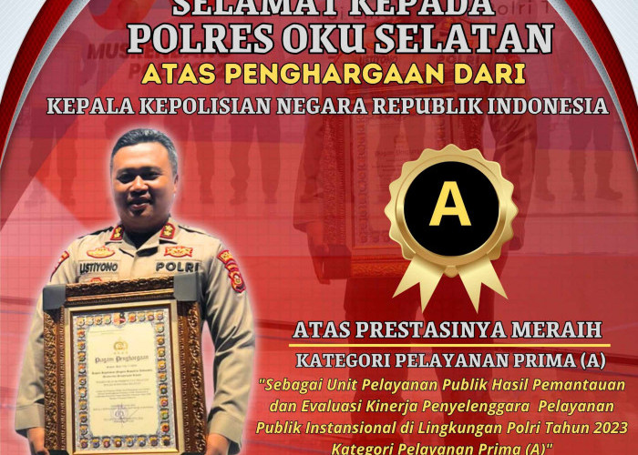 Polres OKU Selatan Raih Penghargaan Pelayanan Prima dari Kapolri