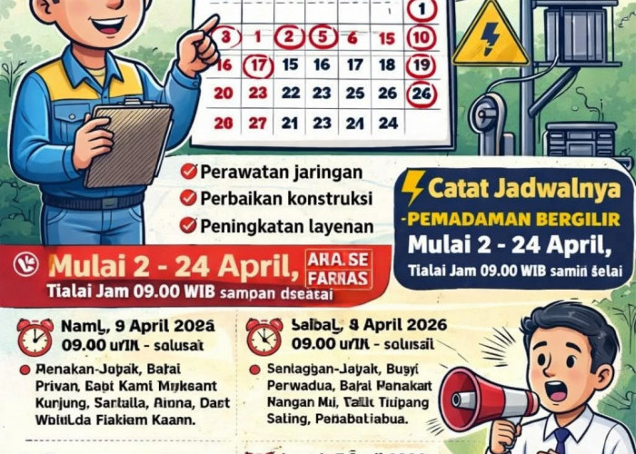 PLN Jadwalkan Pemadaman Bergilir di OKU Selatan Selama April 2026