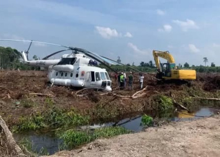 Gegerkan Warga, Helikopter Tiba-Tiba Mendarat Di Lahan Sawit