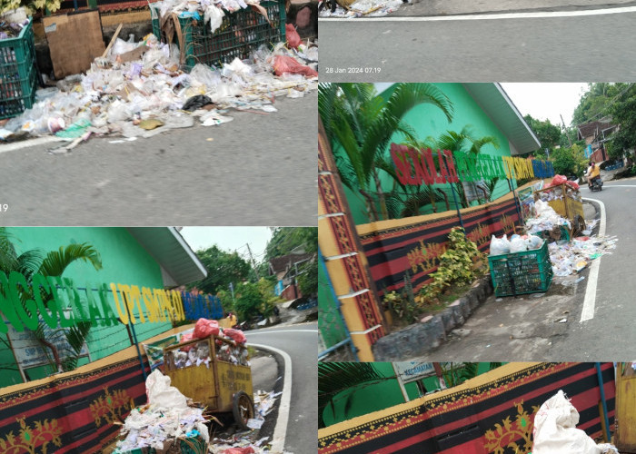 Sampah berserakan di depan SMP 1 Negeri Muaradua, OKU Selatan